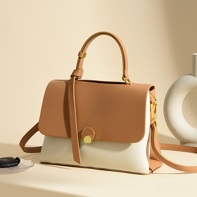 Versátil bolso crossbody de un hombro nicho tendencia de este año textura color de patchwork bolso de mujer portátil details Picture