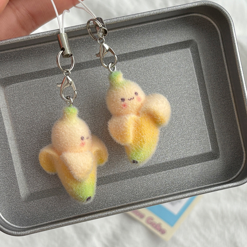 Creative flocked banana small pendant, cute Korean style pendant, peeled banana bag, mobile phone chain pendant wholesale details Picture