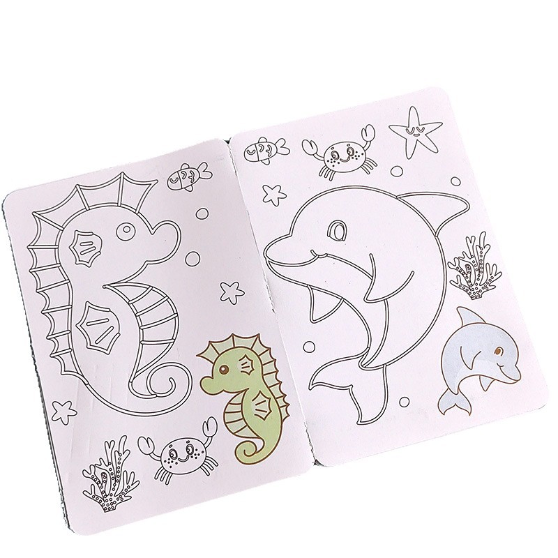 宝宝启蒙填色本带水彩笔儿童学画初学入门简笔画涂色画画涂鸦对照白底实物图