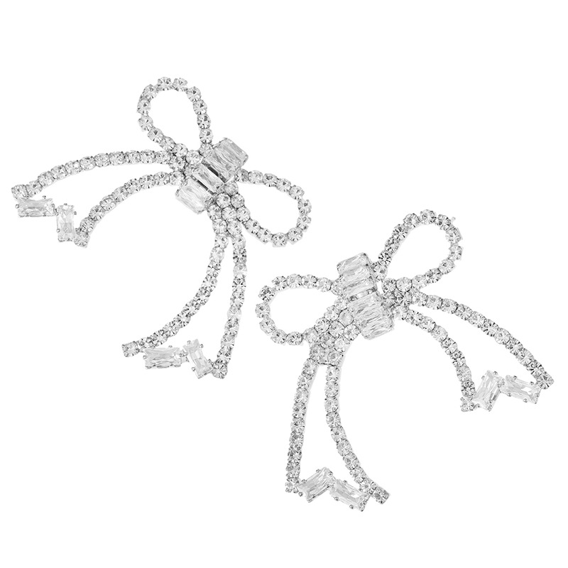 Bestsellers on AliExpress: Bow zircon Earrings, grand and luxurious rhinestone hollowed-out earrings, women 's accessories Earrings Application Scenario