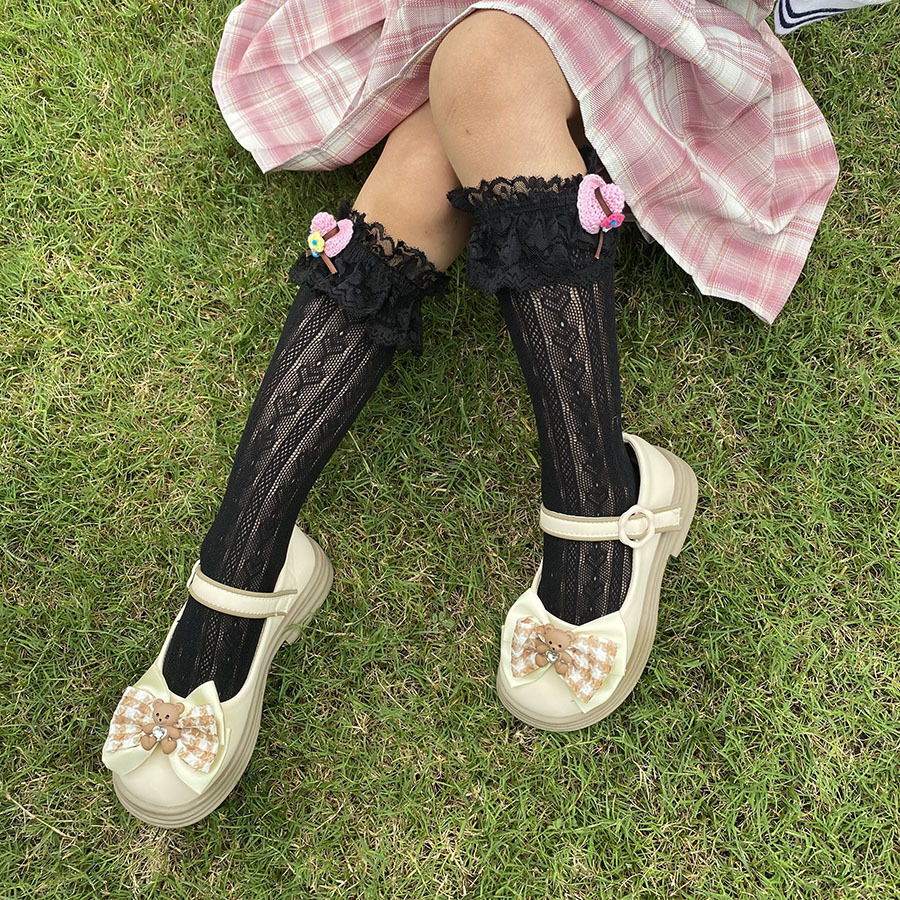 Lolita children's calf socks, girls' lace lace colorful flower short socks, girls' thigh-high socks for spring and summer Application Scenario