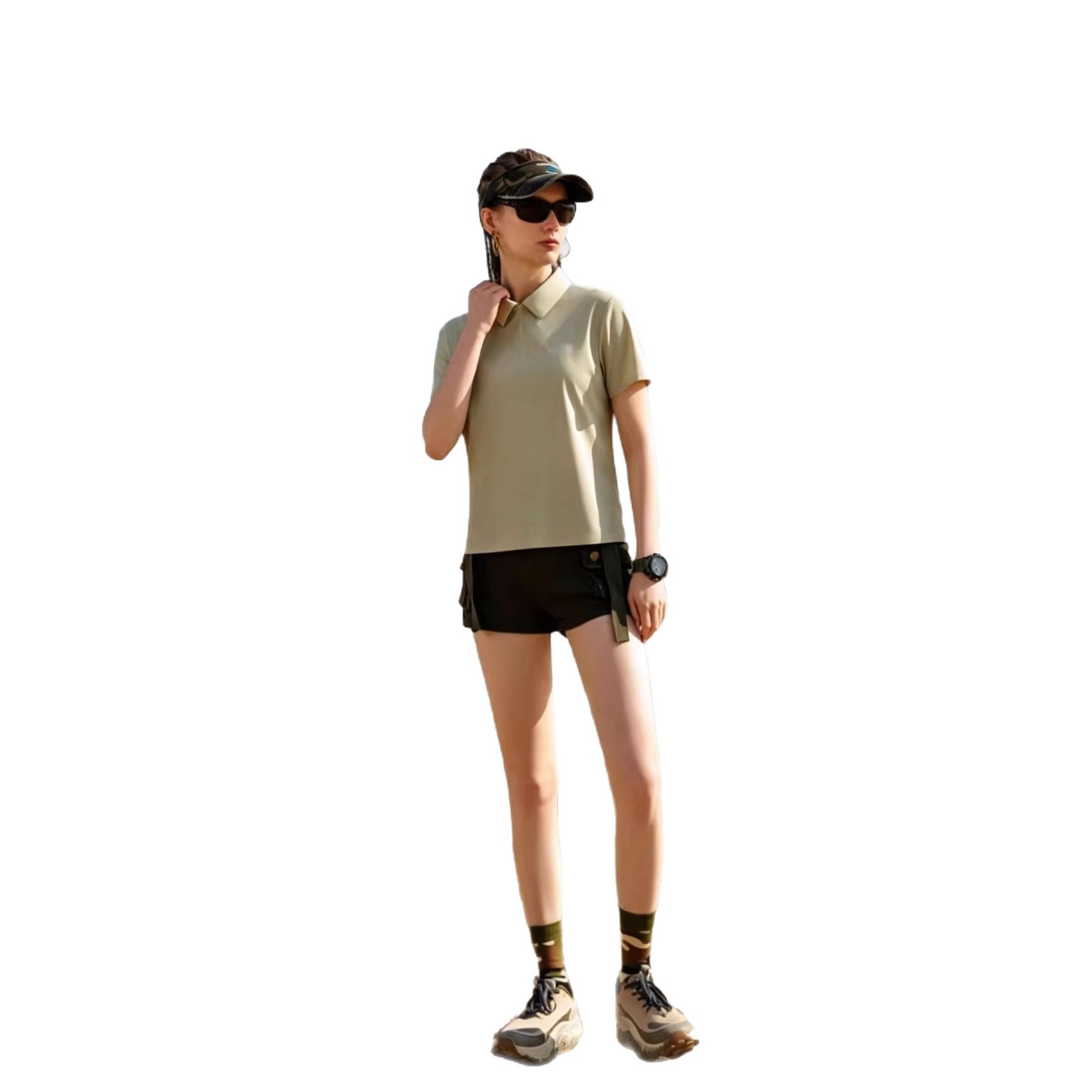 瑜伽服/防晒瑜伽/四区瑜伽服/瑜伽/瑜伽短裤白底实物图