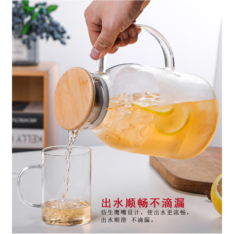 Factory wholesale thickened high borosilicate glass cold water kettles, large jugs, large-capacity juice kettles, cooling water kettles, large teapots Specification image