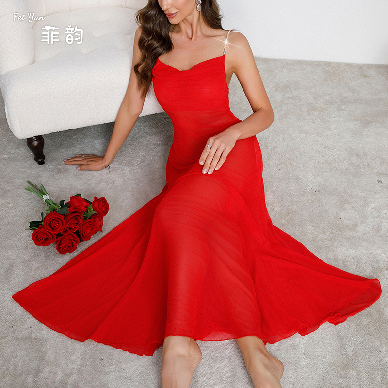 Cross-border best-selling French tulle nightgown, long, sweet and pure, see-through, multi-color sexy home wear supply 879 details Picture