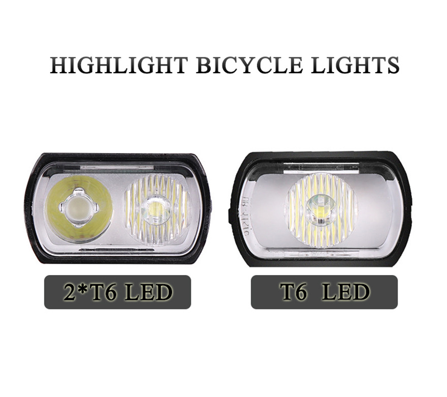 新款1/2T6迷你强光自行车灯USB内置充电带电显户外夜骑照明防水灯细节图