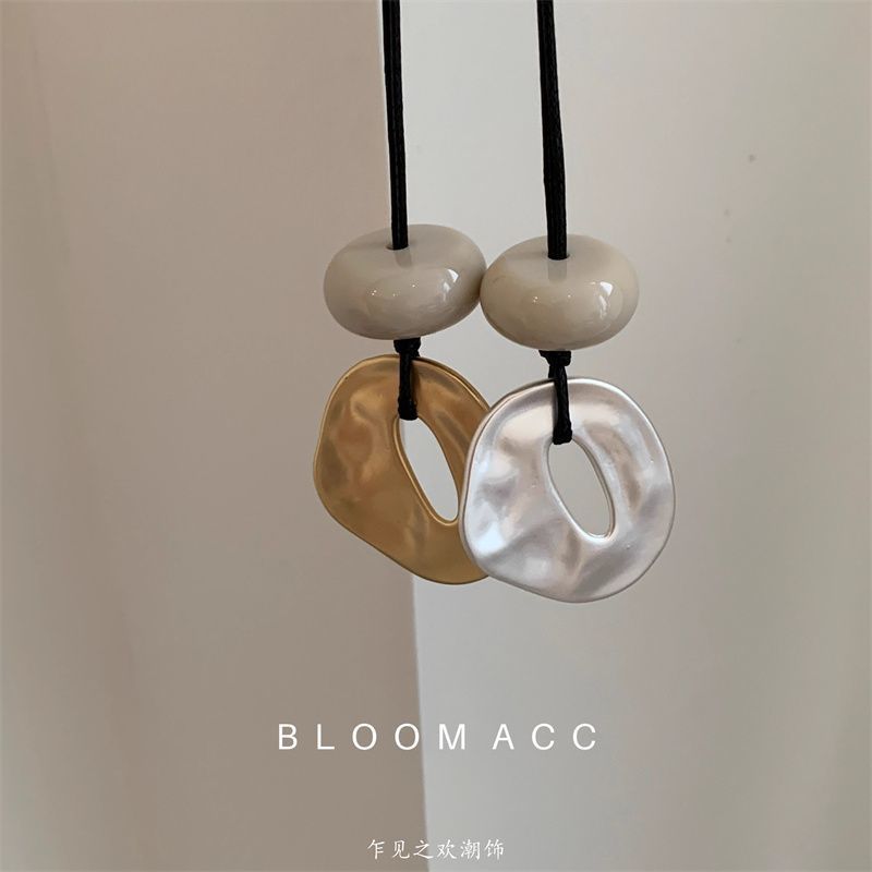 韩国ins简约几何不规则吊坠长款项链女小众气质百搭可调节配饰链白底实物图