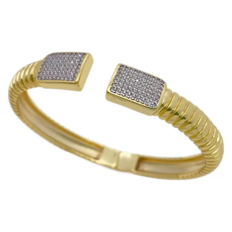 A light luxury, niche wide elastic vertical striped ring bracelet with a high-end and exquisite feel, a trendy vintage open-top diamond jewelry Item Picture
