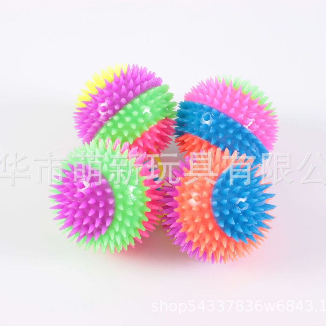 7.5CM四色闪光按摩球弹力球带绳捏捏叫球夜市地摊热销玩具批发