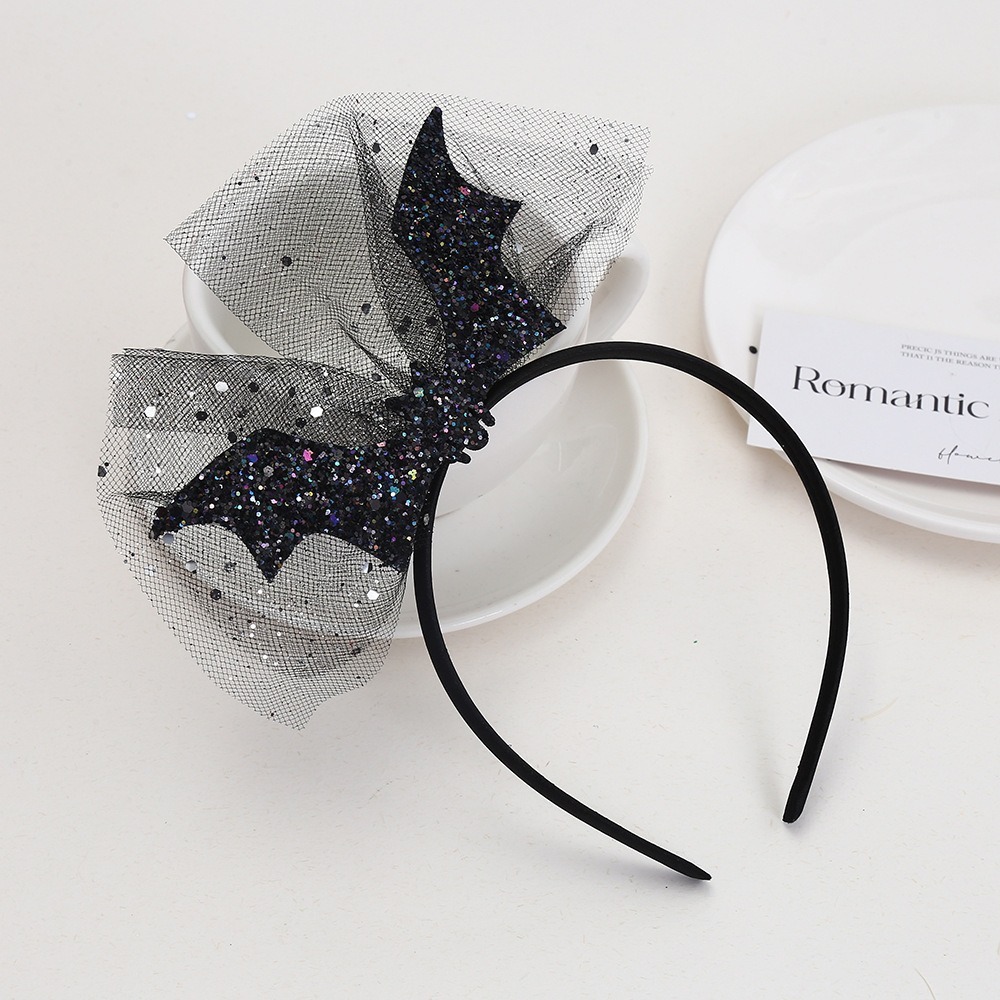 Cross-border Halloween gauze bat headband, children's Ghost Festival costume sequin headband, girls' atmosphere handmade hair accessory