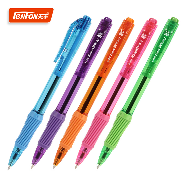 Tianfeng European and American style colored rod Ballpoint pen, simple side-jumping plastic Ballpoint pen 5806, advertising writing tool full figure
