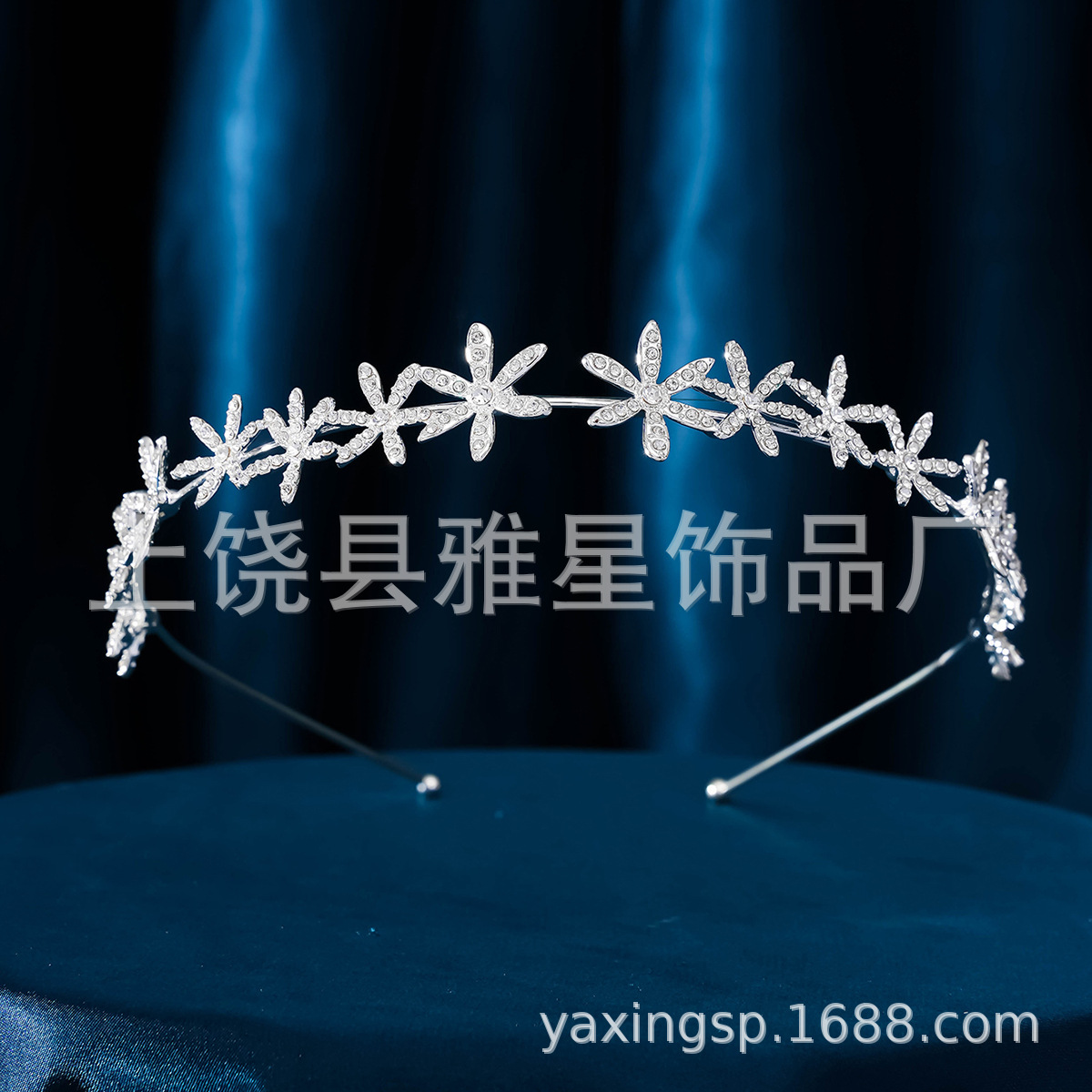 Fashionable rhinestone bride's wedding crown headband alloy flower wedding accessories photo shoot wedding dress headwear accessories for women Specification image