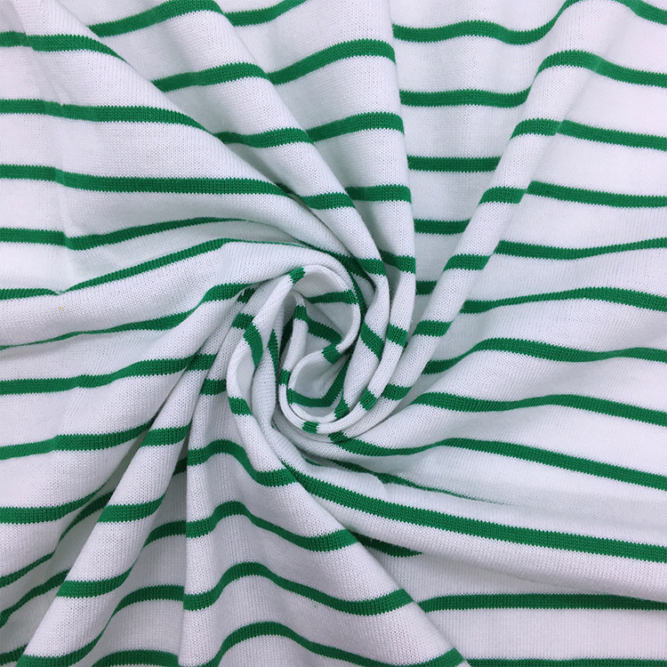 Tianshu cotton knitted striped fabric 32s pure cotton combed striped fabric small and small striped short-sleeved non-elastic woven sweat fabric