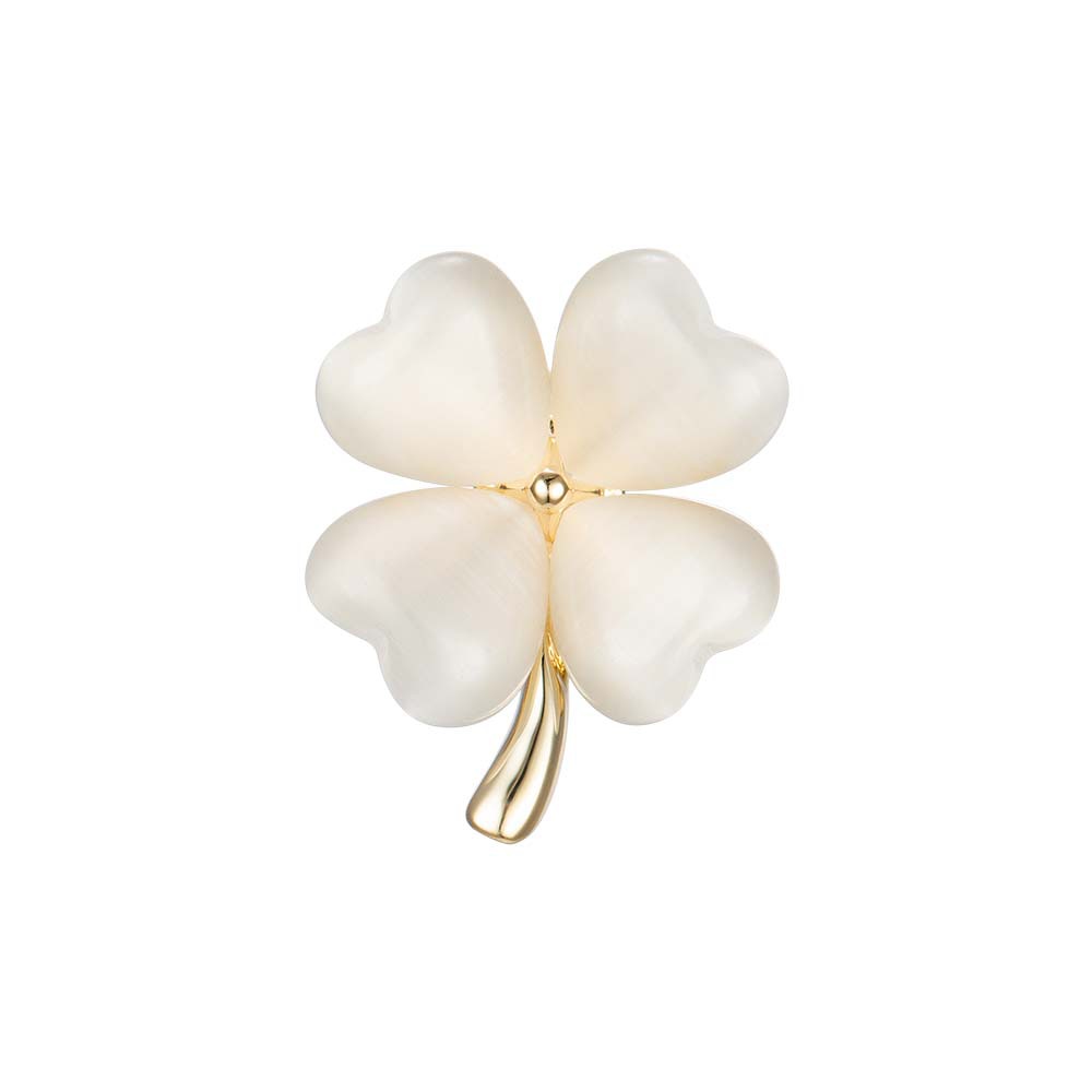 Light luxury cat's eye four-leaf clover brooch, fashionable and versatile, exquisite brooch, elegant clover pin, high-end clothing and accessories Item Picture