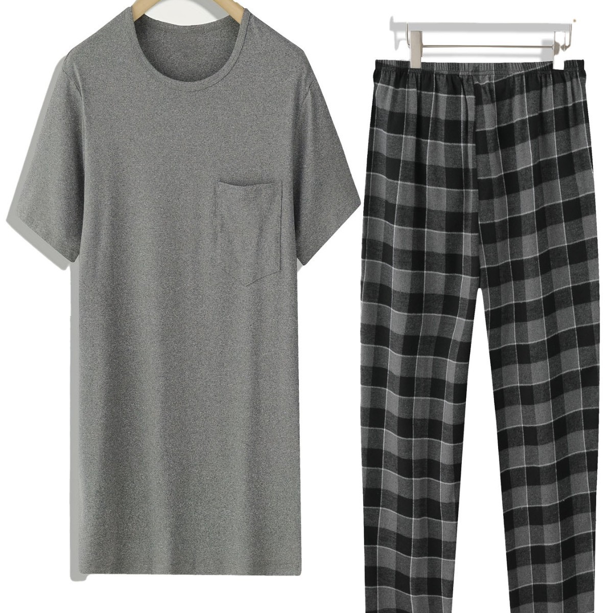 Cross-border new casual style set, two-piece printed home wear, men's trendy brand T-shirt, pajamas, short sleeves and long pants Item Picture