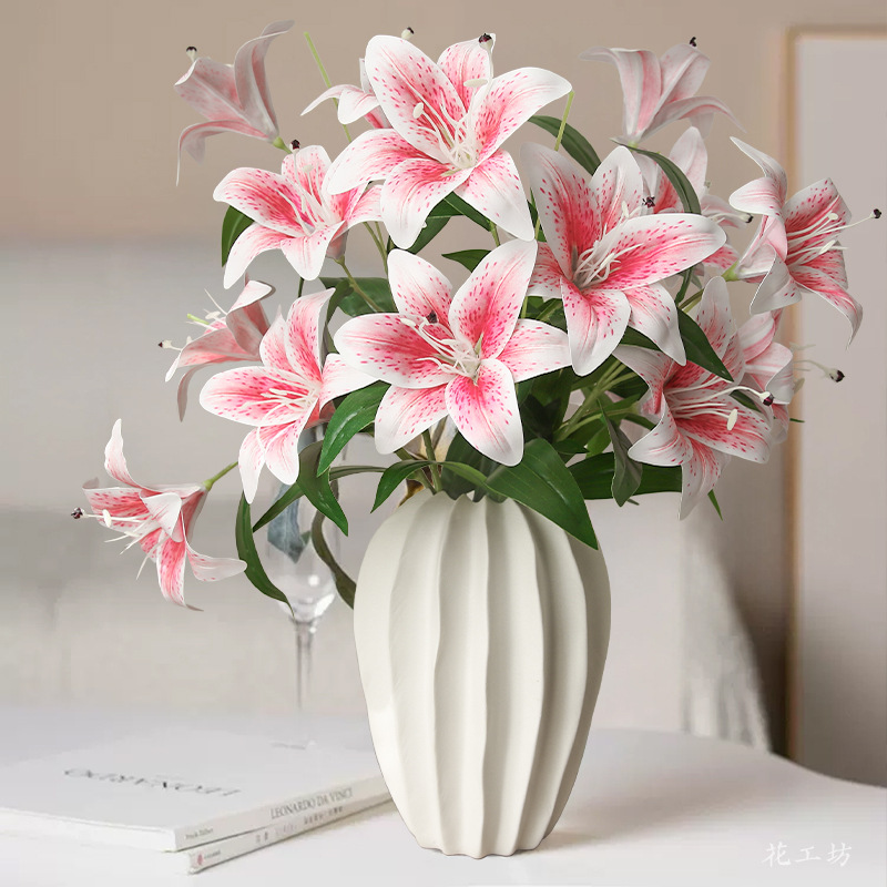 仿真花手感香水百合民宿酒店装饰假花现代简约家居软装装饰摆件