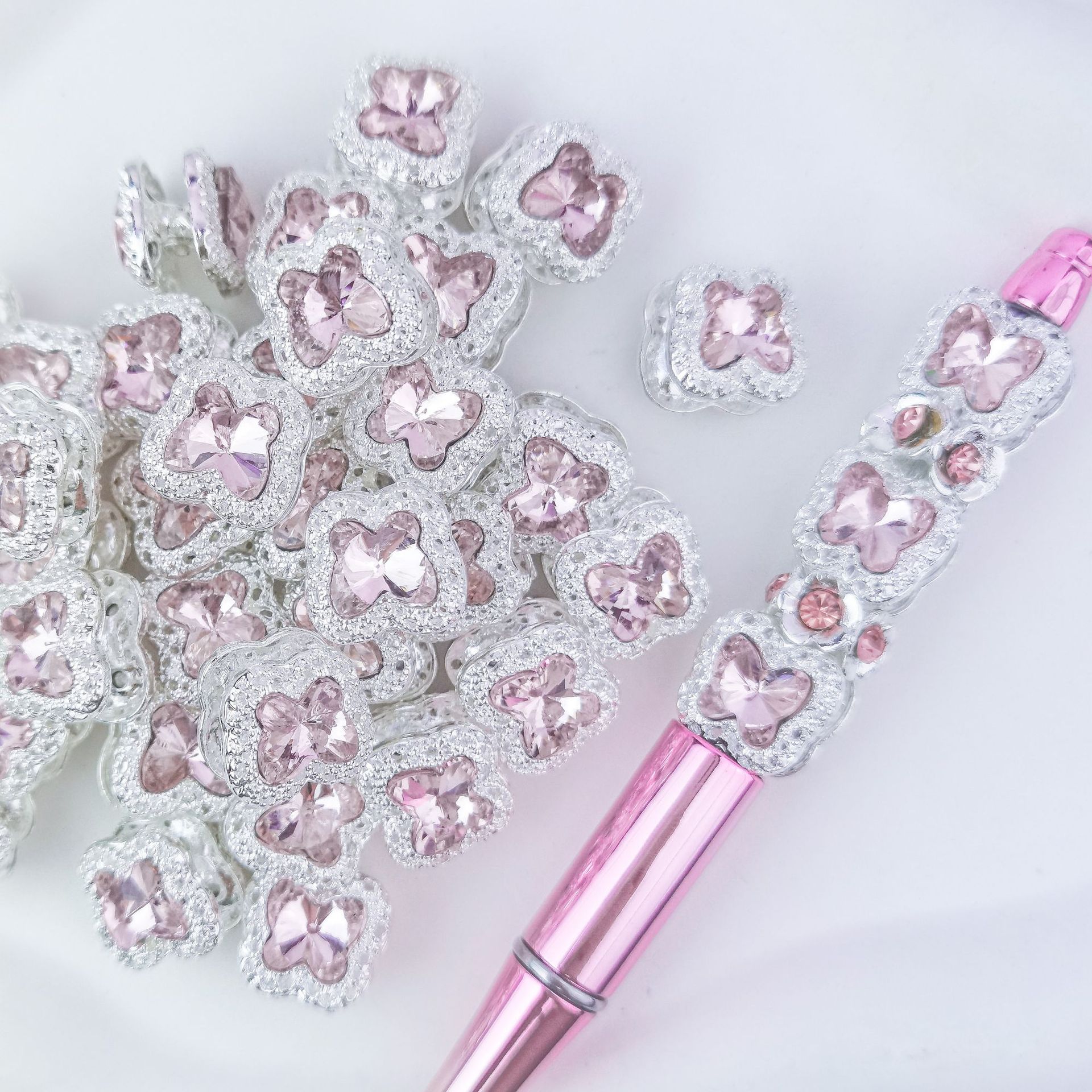 Alloy Butterfly Through Holes Can Pass Through Pen Bracelets, Bag Chains, Diy Handcrafted Heavy Industry Accessories, Butterfly Beads, Loose Beads