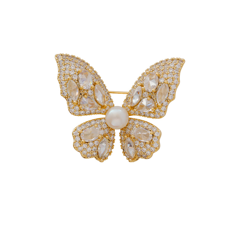 Hyacinth Butterfly brooch, high-end women's light luxury exquisite pearl brooch, suit jacket pin, elegant and stylish autumn and winter accessory Item Picture