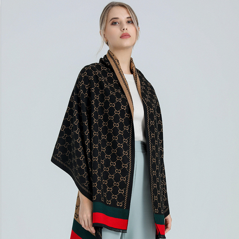 One-piece consignment for women's winter faux cashmere autumn and winter Korean version winter warm check foreign trade new cute jacquard shawl and scarf wholesale for women's street stalls details Picture