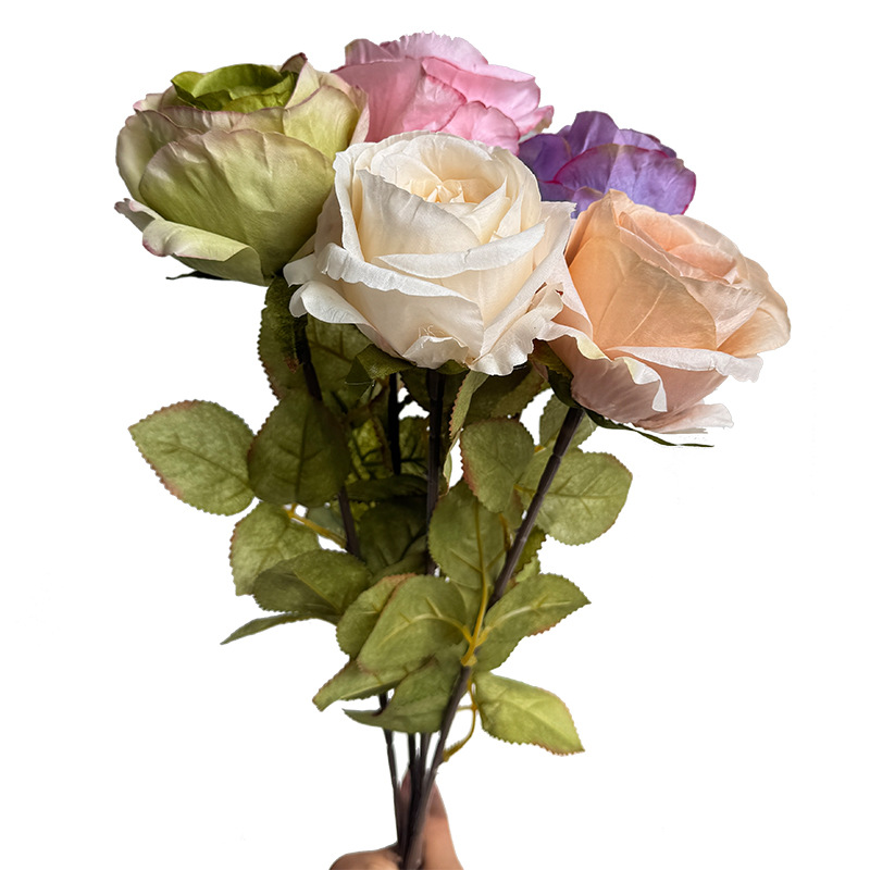 韩式玫瑰仿真花手捧花玫瑰花假花家居客厅餐桌装饰摆件拍照道具白底实物图