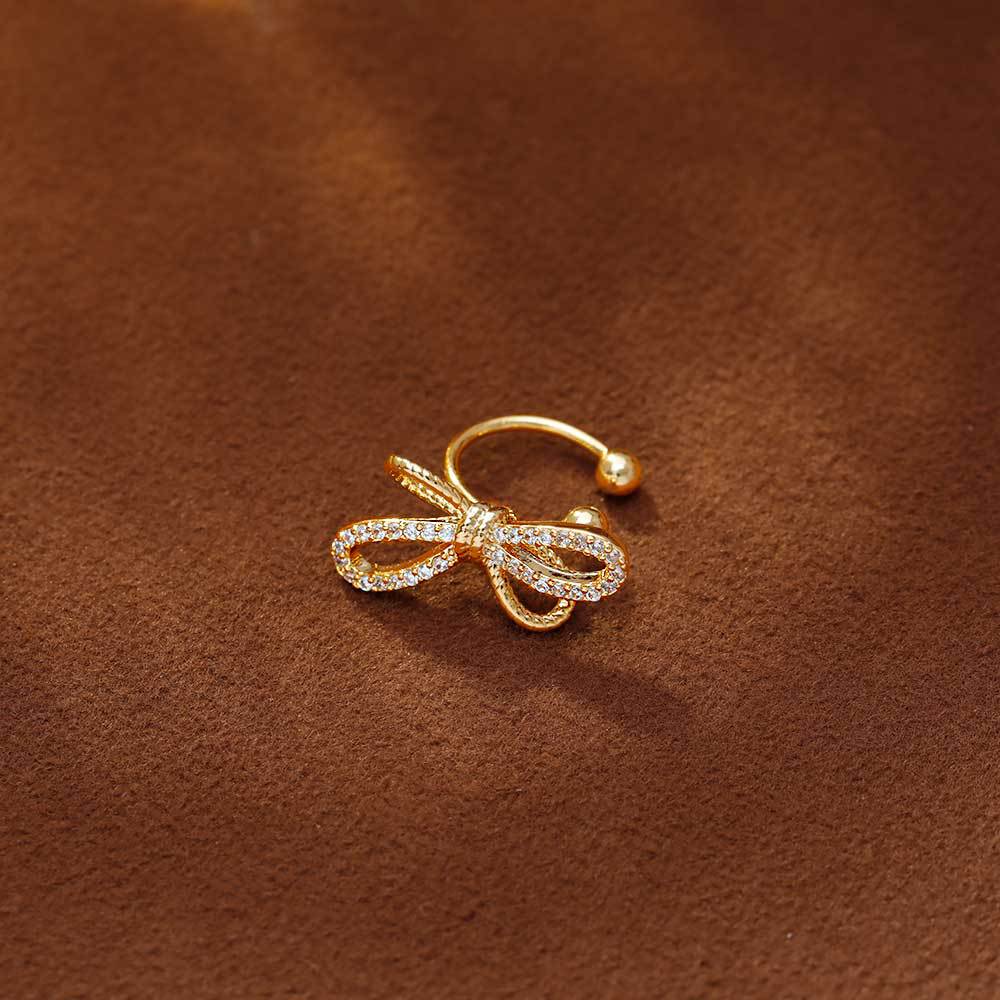 Hyacinth no piercings, must-fit ear bone clips, niche design, high-end earrings, fashionable, light luxury, exquisite bow, elegant earrings for women