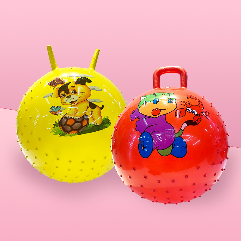 Inflatable toys, children's handle ball with pattern, hand-held elastic sheep horn ball, children's outdoor activity inflatable jumping ball Specification image