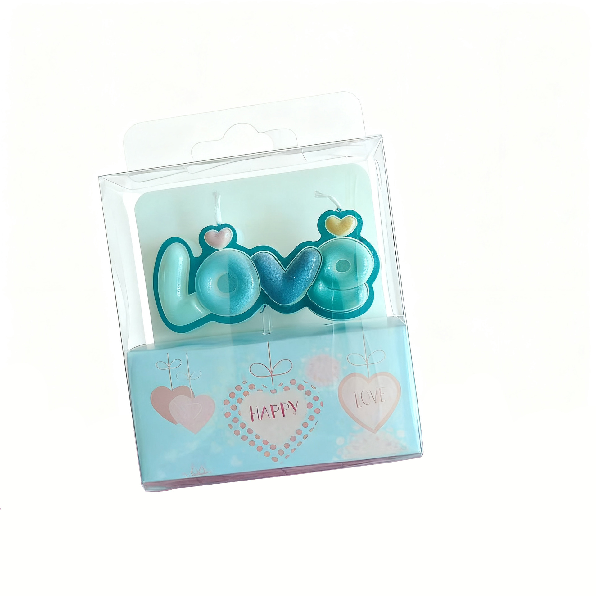 网红情人节彩色爱心love蜡烛蛋糕装饰摆件情侣表白纪念日甜品装扮白底实物图