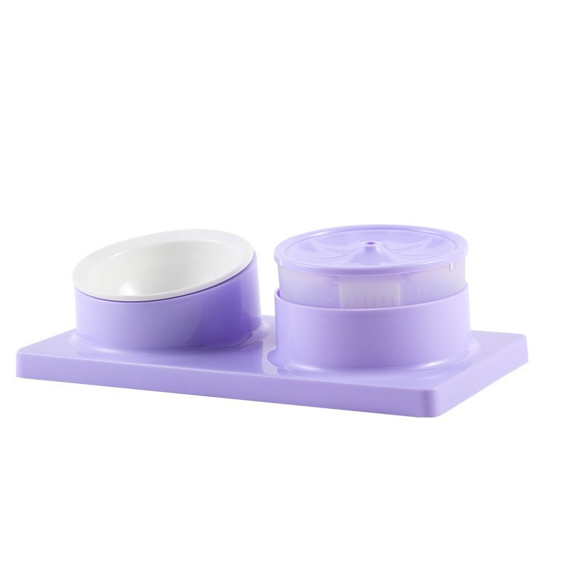 Original and new pet double-bowl cat automatic water dispenser, slanted cat bowl, ceramic water and food integrated cat food bowl tableware Item Picture
