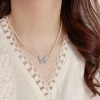 A niche, elegant, fashionable and gentle blue crystal butterfly pearl necklace for girls, fresh, sweet and versatile collarbone chain wholesale Specification image