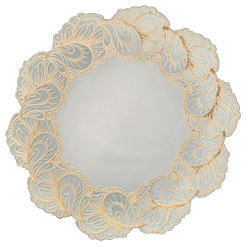 PVC lace gold-embossed round PVC placemats, simple European-style gold-embossed patterns, waterproof, oil-proof, anti-slip and heat-insulating table MATS Item Picture