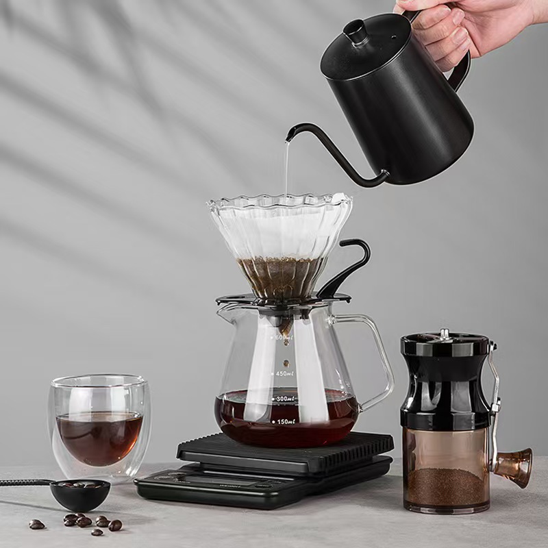 Hand-brewed coffee pot set, coffee gift box, outdoor hand-brewed coffee pot set, complete hand-ground coffee machine gift box set details Picture