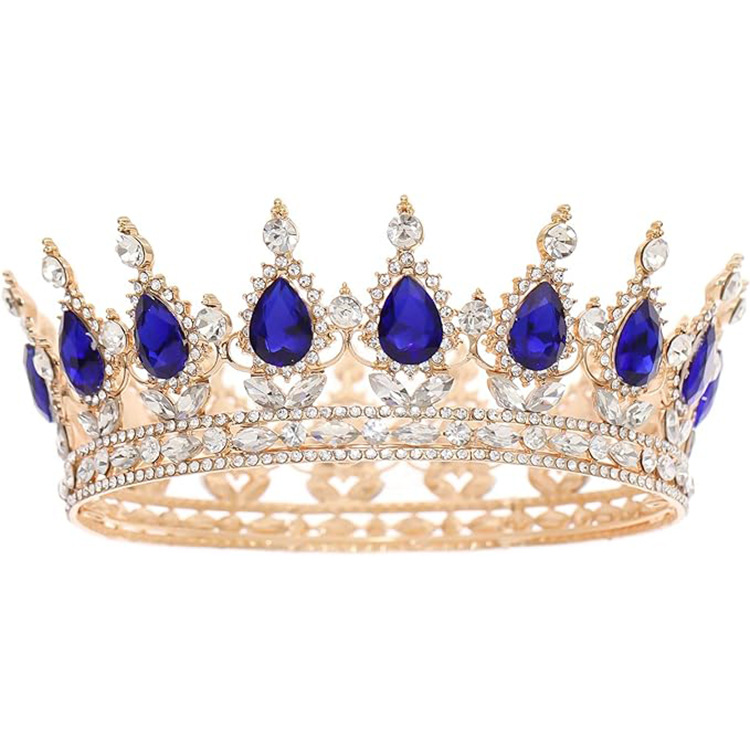 European-style cross-border crown headwear with a high-end Baroque crown for brides, wedding dress accessories, birthday and coming-of-age ceremony crowns Item Picture