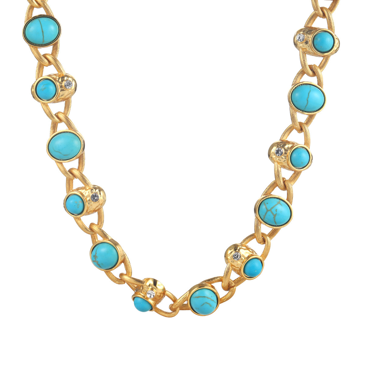 A fashionable French versatile turquoise necklace for ladies, exuding a sense of high-end retro single-layer fashion and elegance Item Picture