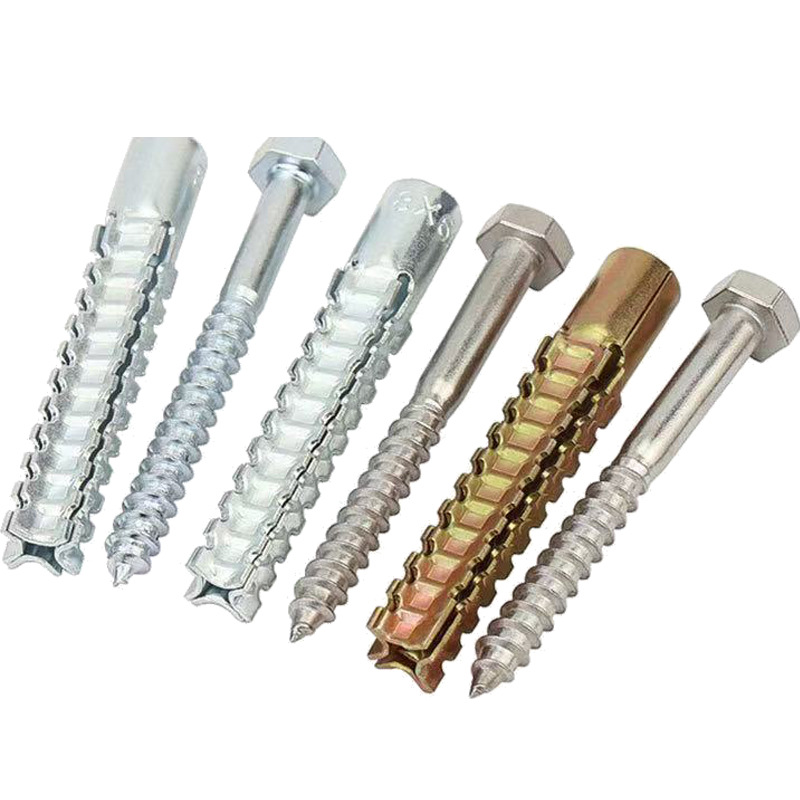 圣诞树膨胀螺丝锯齿壁虎金属铁膨胀管防松水泥墙空心砖自攻螺钉白底实物图