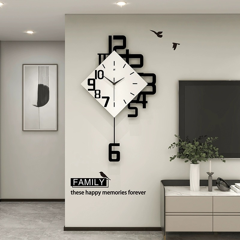 The wall clock for the living room exudes a sense of high-end, modern and simple decoration. It is a creative wall-mounted clock without the need for drilling, a cross-border bestseller Specification image