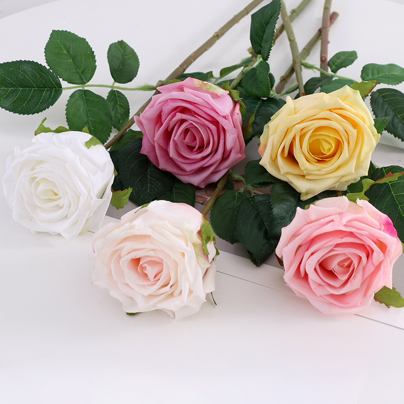 Artificial flowers with a wet texture and high-end touch, rose, European-style home living room dining table decoration, wedding decoration, European moon rose