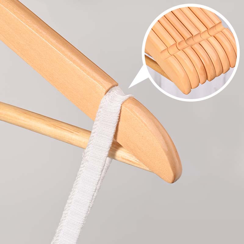 亚马逊跨境实木P66酒店衣架 本色复古木质防滑无痕衣撑木衣架细节图