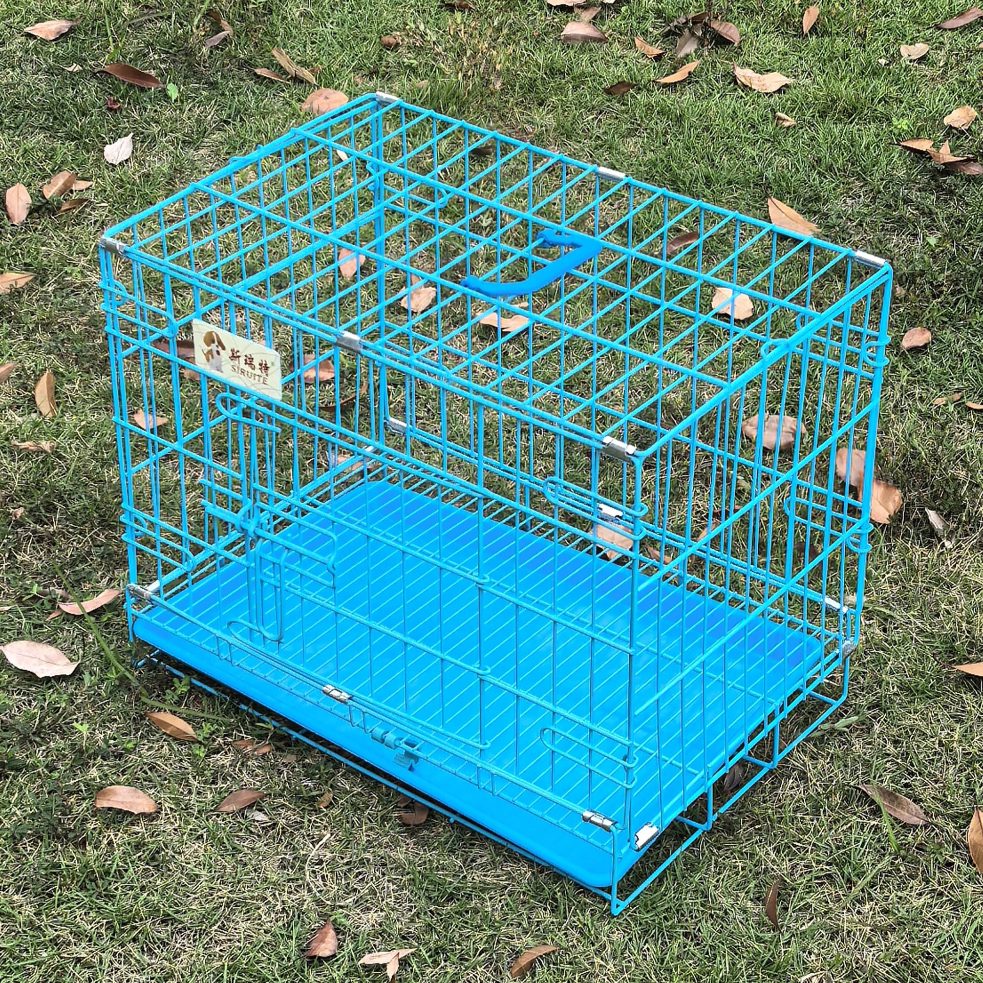 Pet jaula más gruesa de alambre de hierro jaula para perros teddy plegable pet jaula para gatos más gruesa para perros pequeños y medianos con bandeja de claraboya