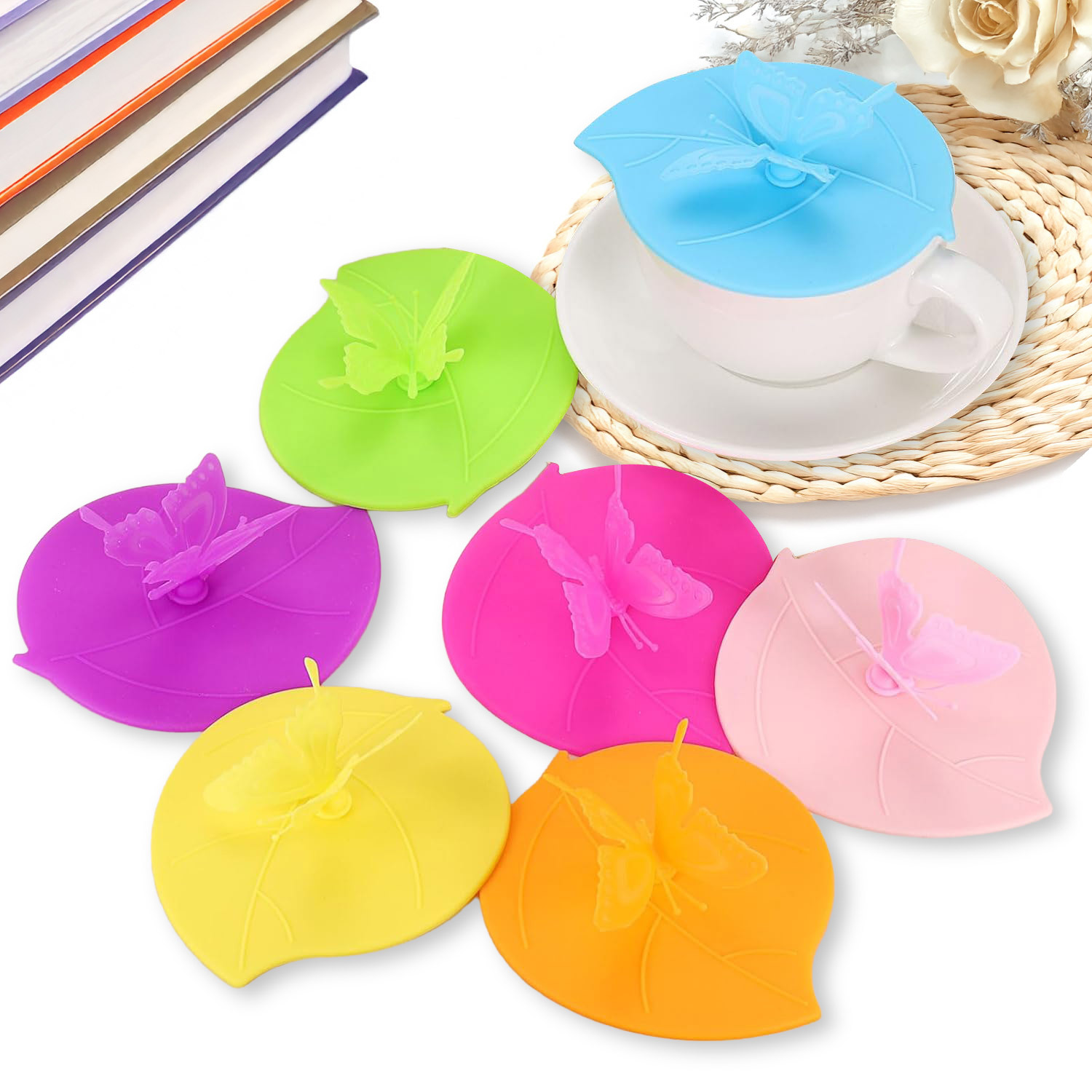 Customized silicone cup LIDS with spoons and straws, cartoon handle cup LIDS, ceramic bottle leak-proof sealing caps, mold opening and customization Specification drawing