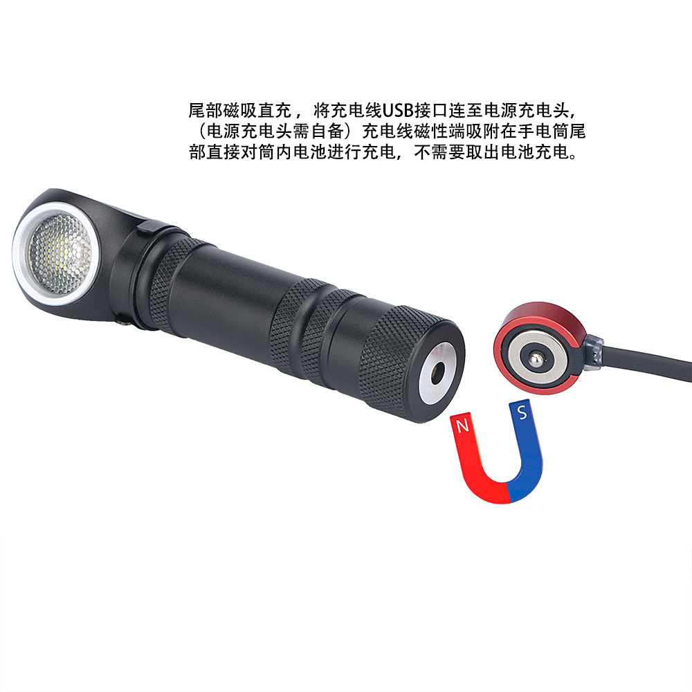Cross-border high-intensity LED lighting portable multi-functional flashlight headlamp dual-purpose, built-in battery magnetic charging Item Picture