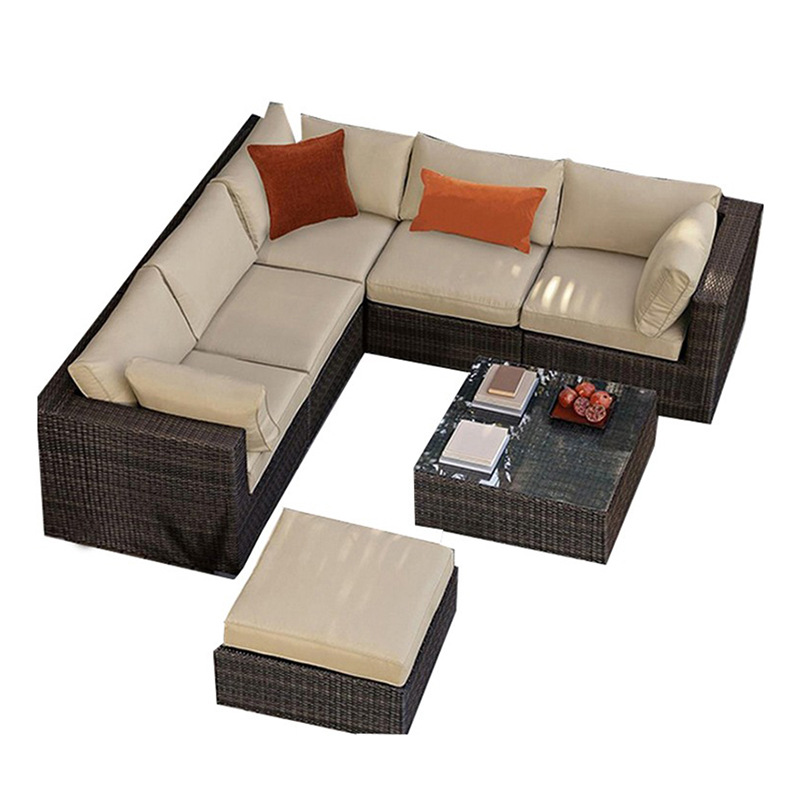 Cross-border outdoor rattan sofa courtyard set sun protection and waterproof leisure double rattan chair coffee table outdoor table furniture Item Picture