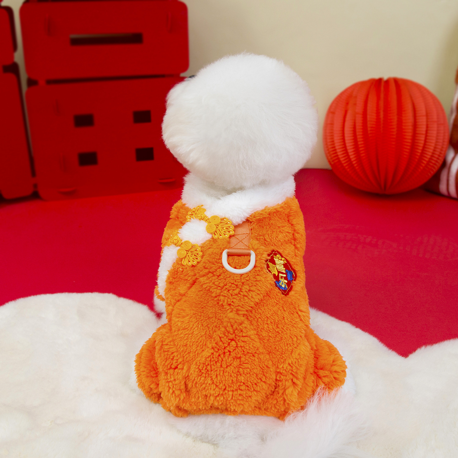 Pet clothing, dog clothes, autumn and winter festive outfits with fleece, new pet New Year clothing, 25 festive four-legged fleece jacket Item Picture