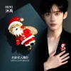 A great choice for Christmas gifts: a three-dimensional Santa Claus brooch made of copper alloy, with real gold electroplated enamel and zirconia inlaid details Picture