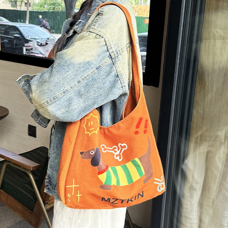Lona dachshund bolsa de mano bolsa de tote de gran capacidad bolsa de cuchara crossbody portátil bolsa de hombro de un campus Specification image