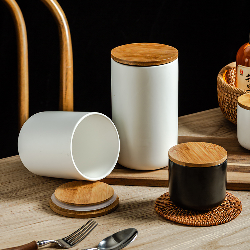 陶瓷密封罐茶叶罐北欧储物罐杂粮收纳罐厨房糖罐咖啡罐食品储存罐