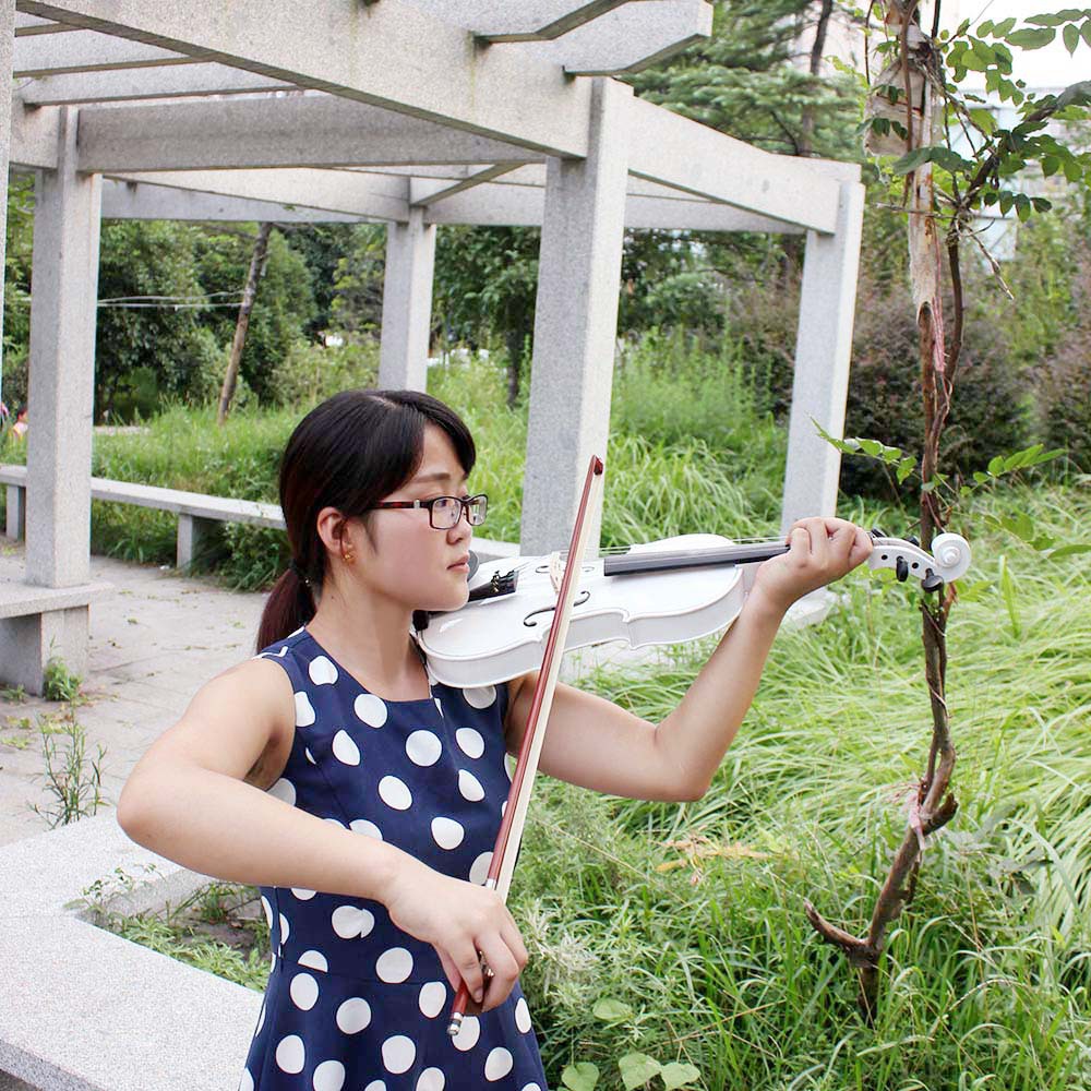 Cross-border violin set: White violin, adult beginner violin practice 4/4 basswood violin details Picture