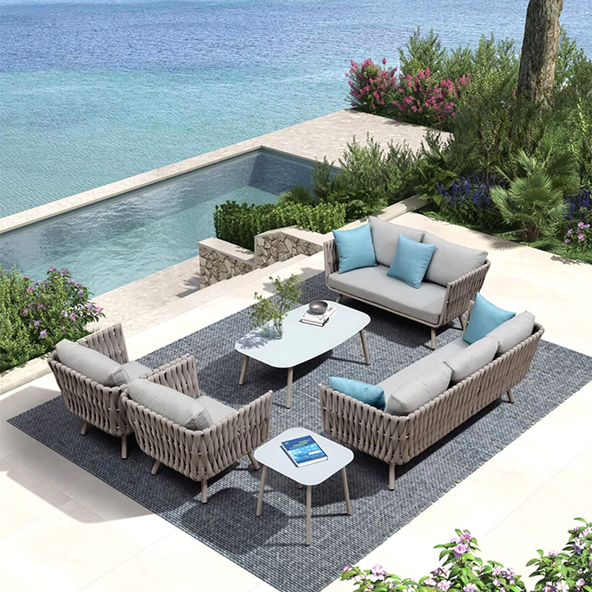 游仁北欧沙发庭院花园绳编民宿阳台藤椅室外露天藤编家具手工编织