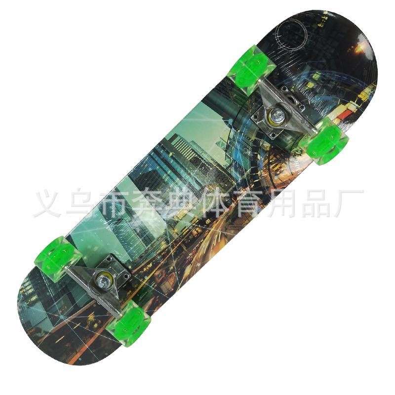 Flash Four-wheel skateboard for teenagers, beginners, children, boys, girls, adults, double upturned 4-tone professional skateboard Specification image