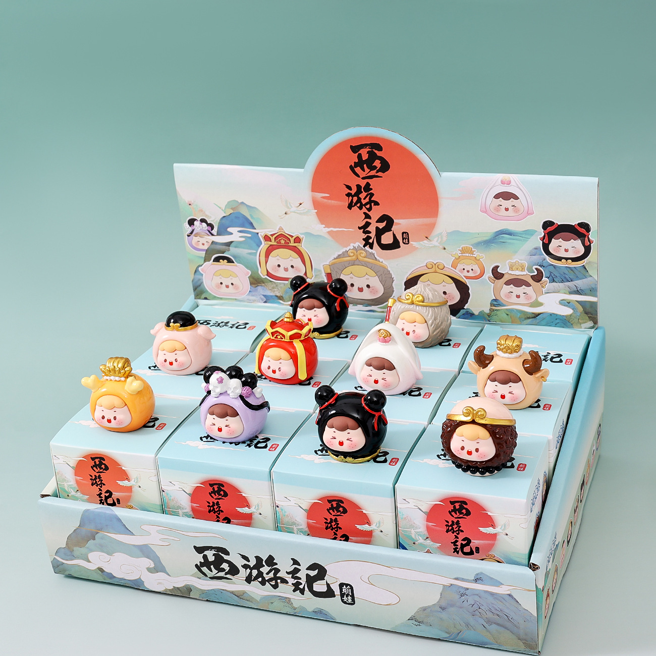 萌叙新款西游记萌娃系列潮玩盲盒萌粒公仔对对碰盲盒桌面摆件批发