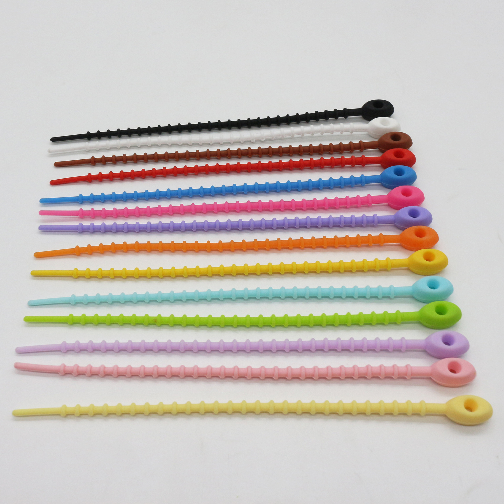 跨境简约DIY硅胶扎带饰品配件公仔钥匙扣挂绳数据线收纳绕线器