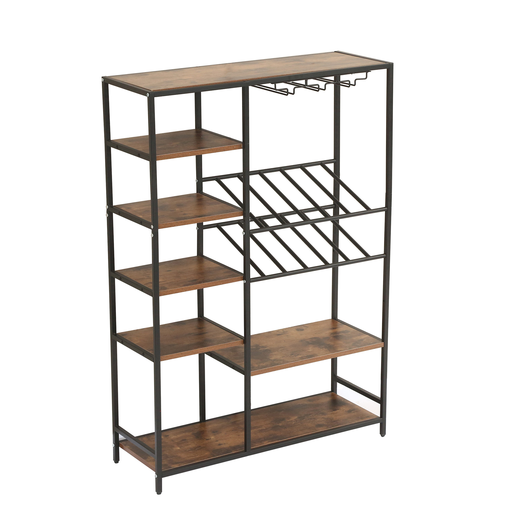 Floor-standing solid wood shelves, multi-layer storage racks, wine racks, open bookcases, bookshelves, living room display racks Application Scenario